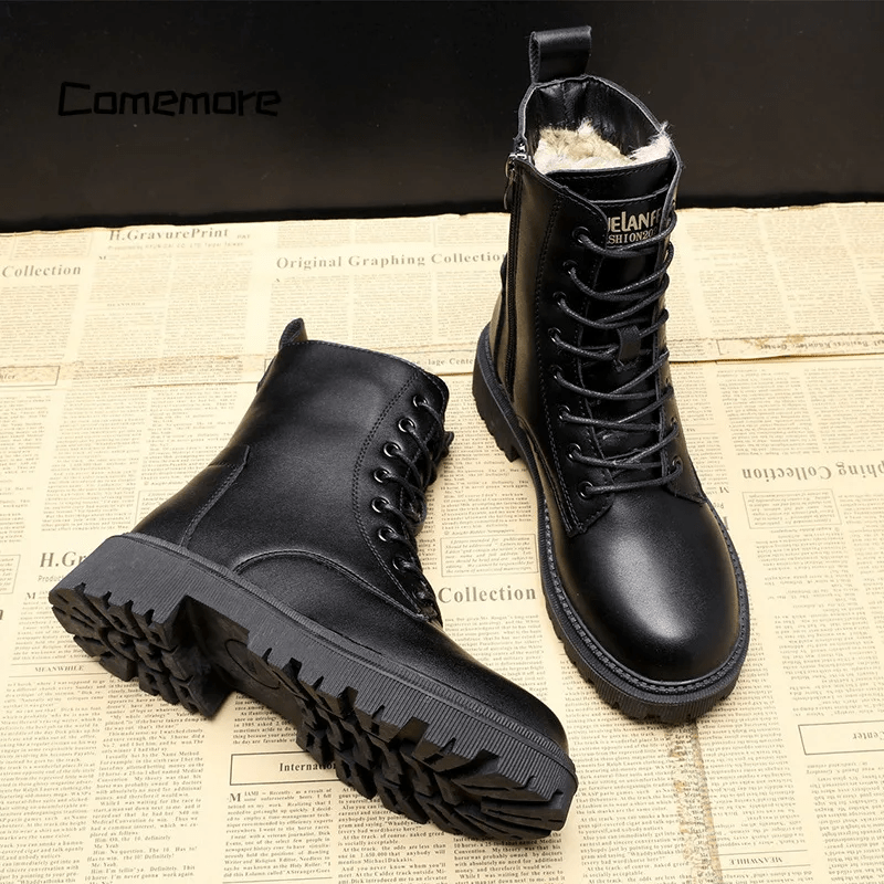 Bottes en cuir vegan doublées