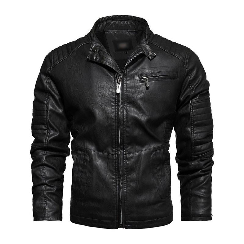 primecuration | Veste de moto vintage en cuir avec poches pratiques pour hommes