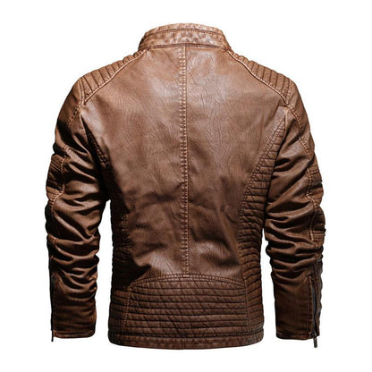 primecuration | Veste de moto vintage en cuir avec poches pratiques pour hommes