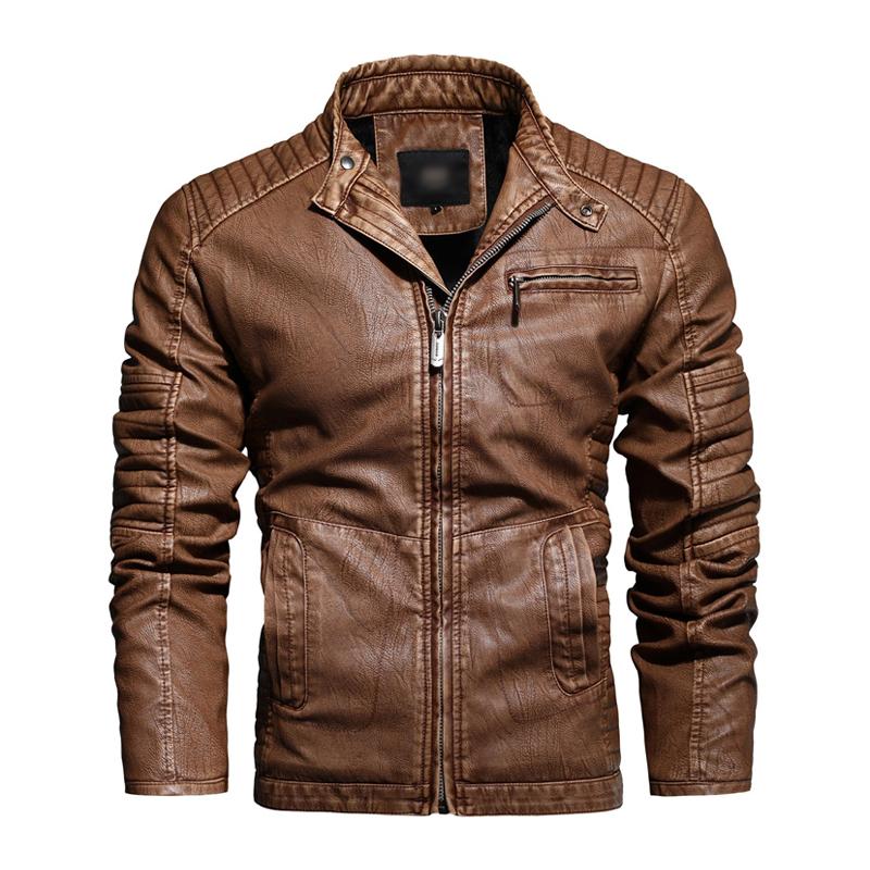 primecuration | Veste de moto vintage en cuir avec poches pratiques pour hommes