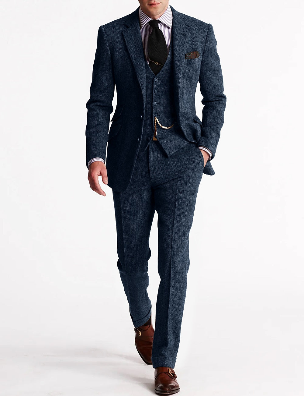 Smoking homme trois pièces en tweed classique – Costume élégant pour occasions spéciales